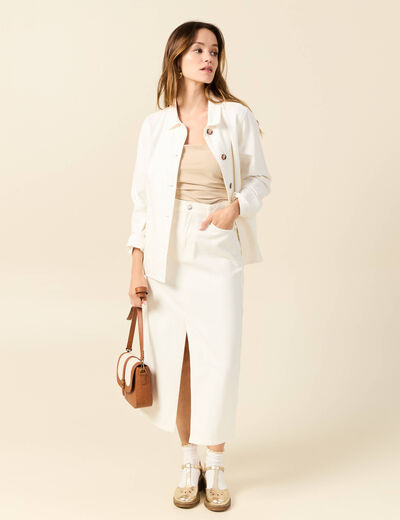 Bustier cropped côtelé beige femme