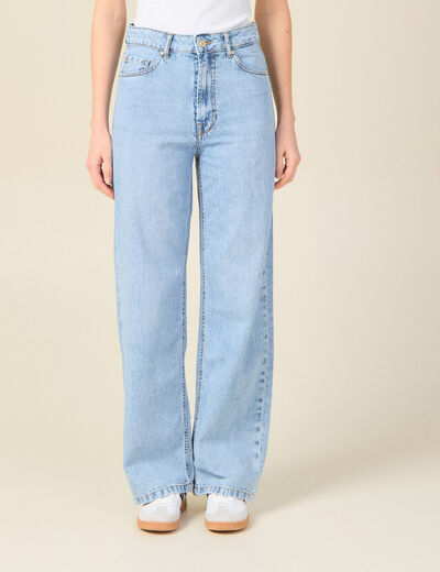 Jeans large 5 poches denim baby bleu femme