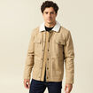 Blouson boutonn&eacute; col aviateur beige homme