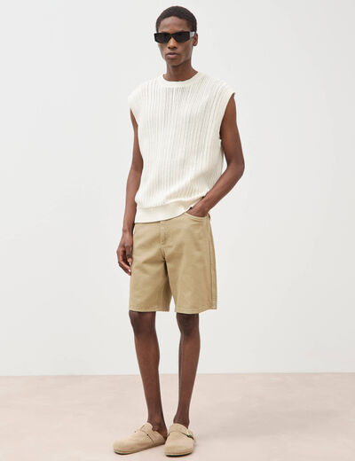 Bermuda en jean coton beige homme