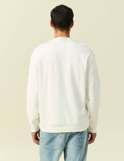 Sweat manches longues en coton ecru homme