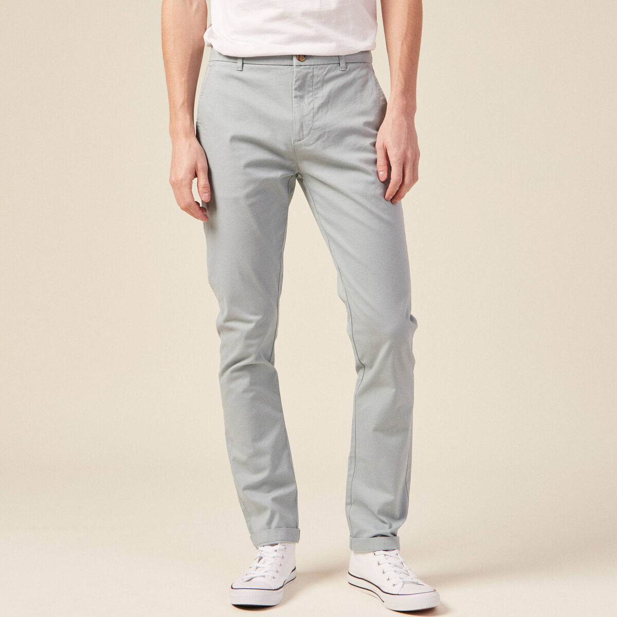 Pantalon chino longueur 32 bleu gris homme