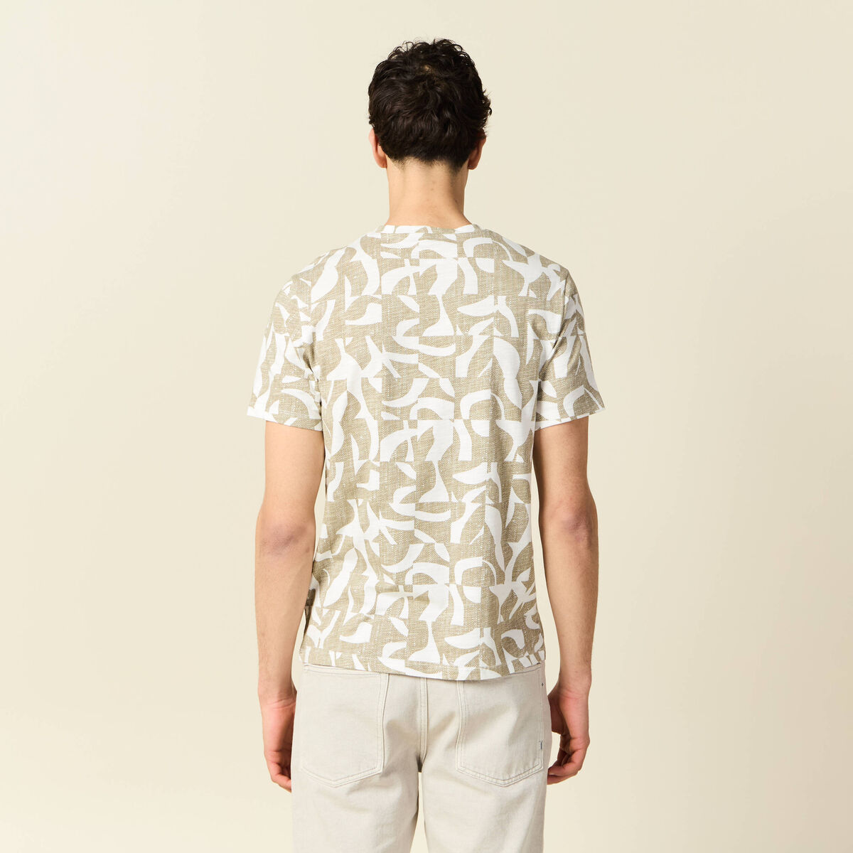 T-shirt manches courtes beige homme