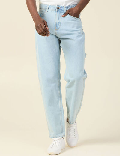 Jeans large charpentier denim bleach homme
