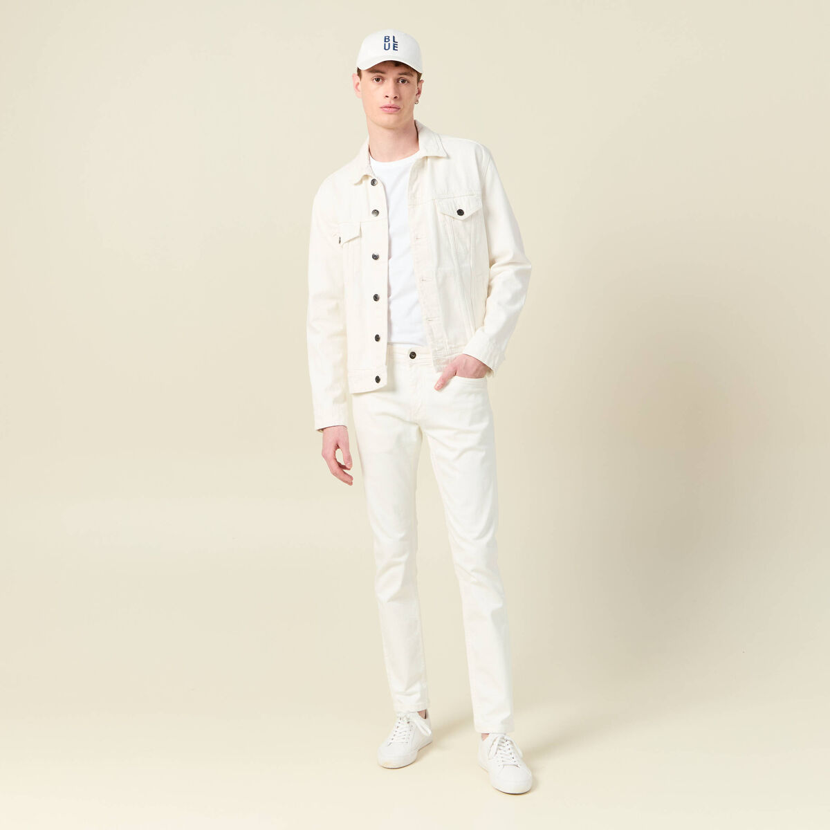 Jeans slim éco-responsable denim blanc homme