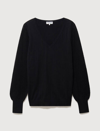 Pull manches longues noir femme
