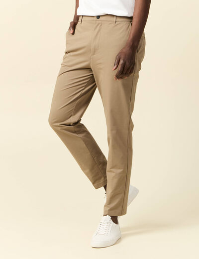 Pantalon chino stretch taupe homme