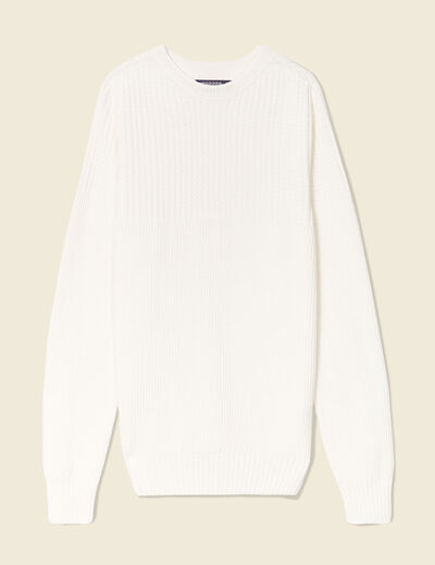 Pull manches longues fabriqué en France ecru homme