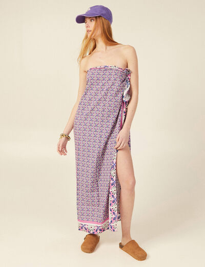 Foulard paréo rose framboise femme