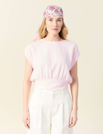 T-shirt manches courtes rose clair femme