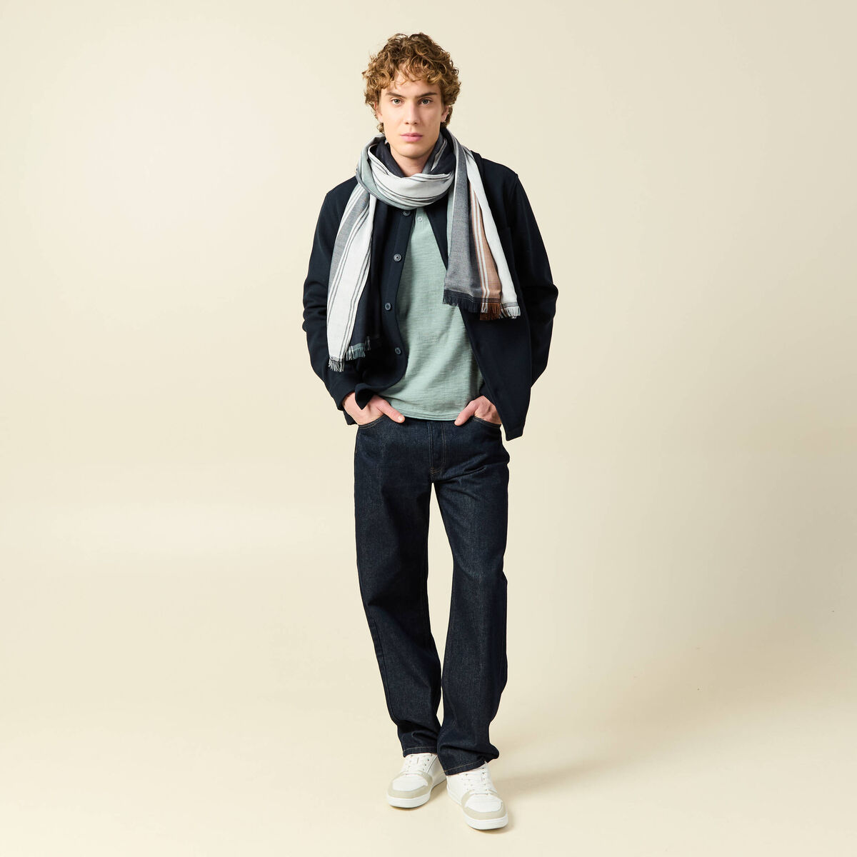 Pull manches longues vert clair homme