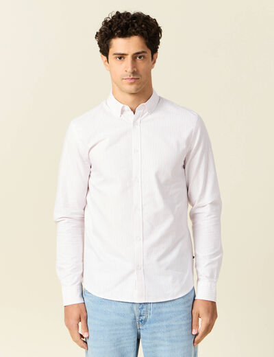 Chemise manches longues rose pastel homme