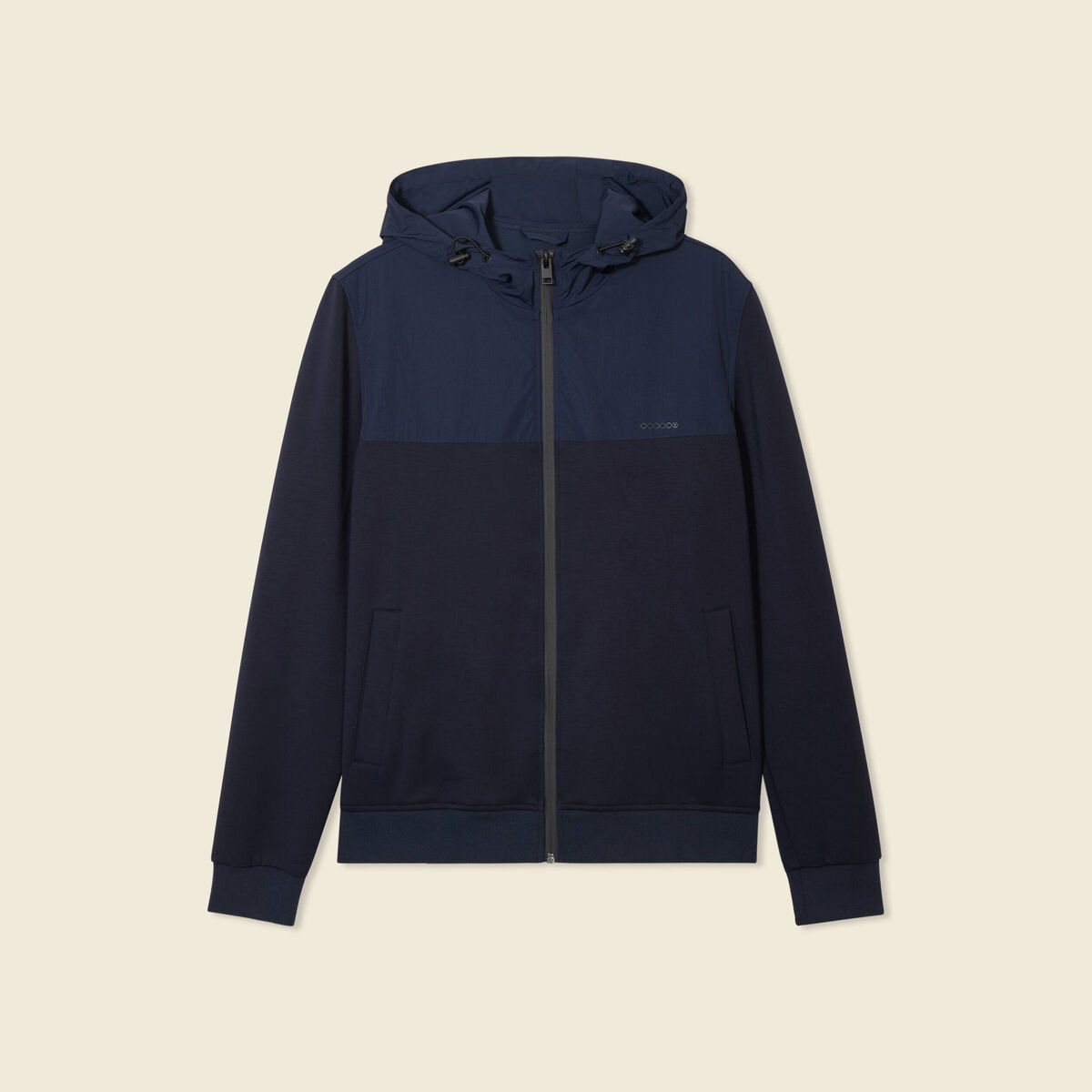 Sweat zippé à capuche bleu marine homme