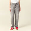 Jeans straight taille haute denim gris clair femme