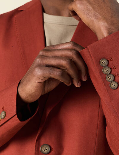 Veste blazer cintré marron cognac homme