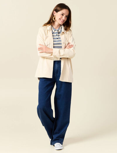 Polo manches courtes ecru femme