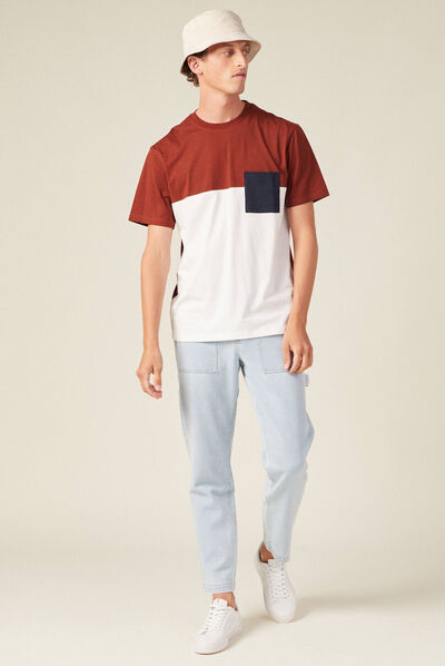 T-shirt éco-responsable marron cognac homme