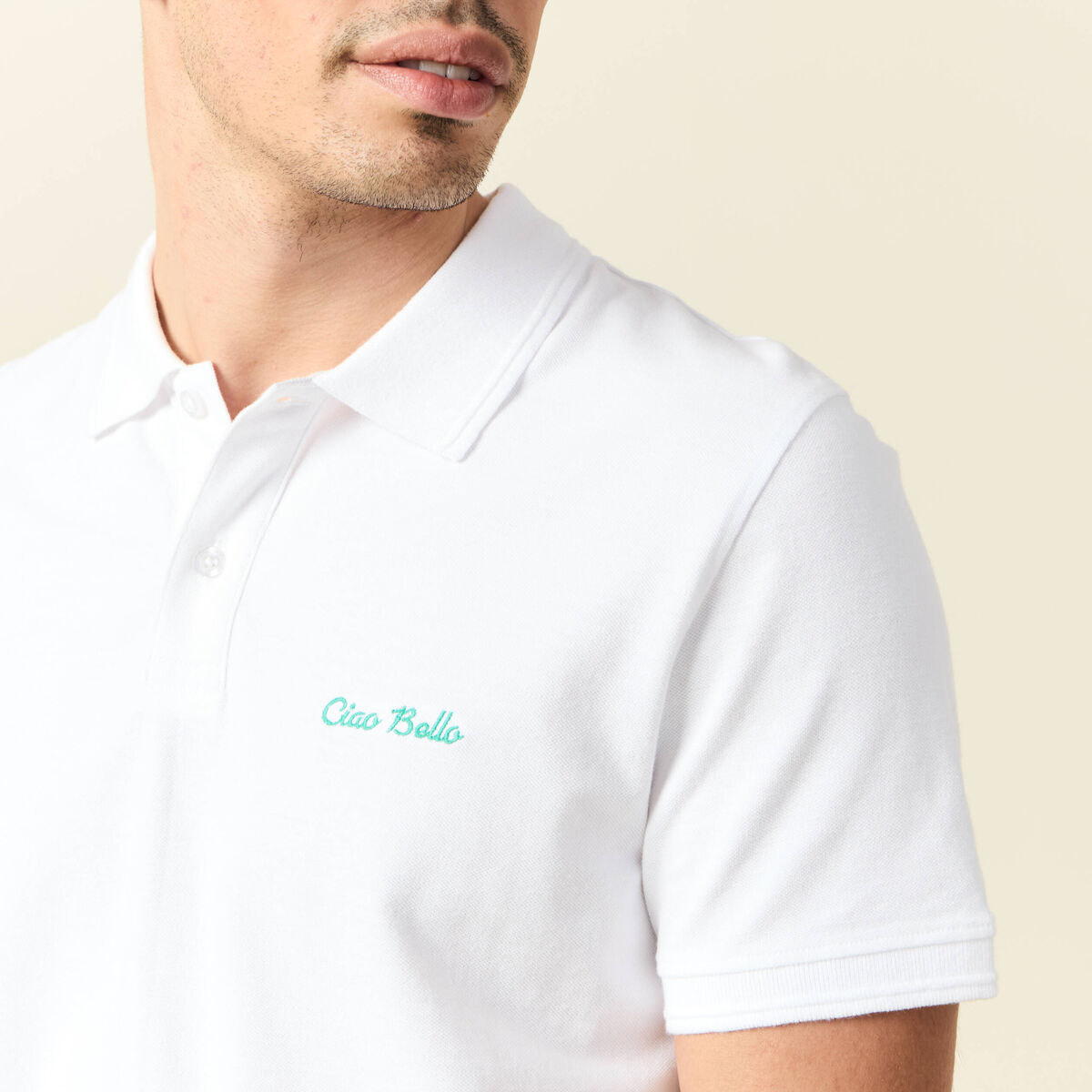 Polo manches courtes blanc homme