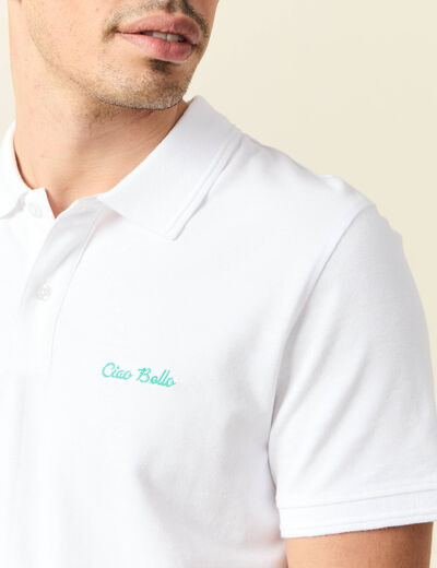 Polo manches courtes blanc homme