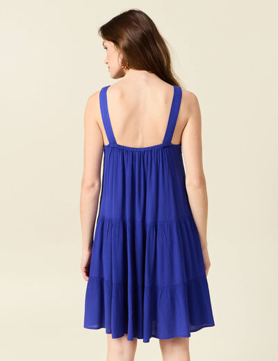 Robe évasée poitrine crochet bleu violet femme