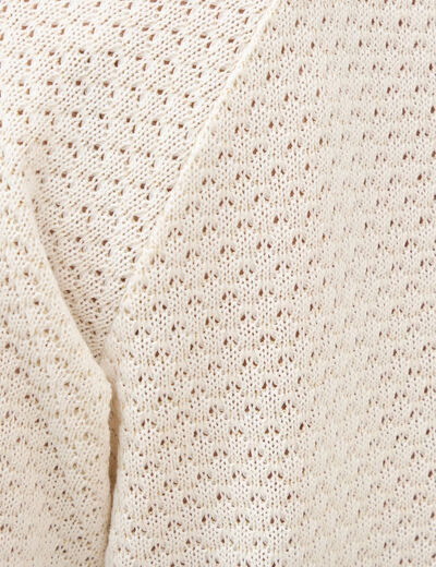 Sweat col rond manches 3/4 brillant ecru femme