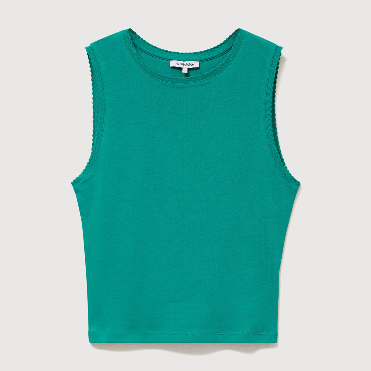 D&eacute;bardeur ajust&eacute; col rond en coton vert femme