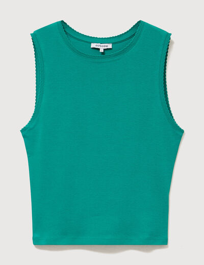 D&eacute;bardeur ajust&eacute; col rond en coton vert femme