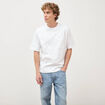 T-shirt droit en coton col ras du cou blanc homme