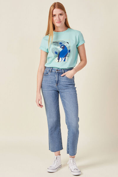 T-shirt manches courtes bleu clair femme