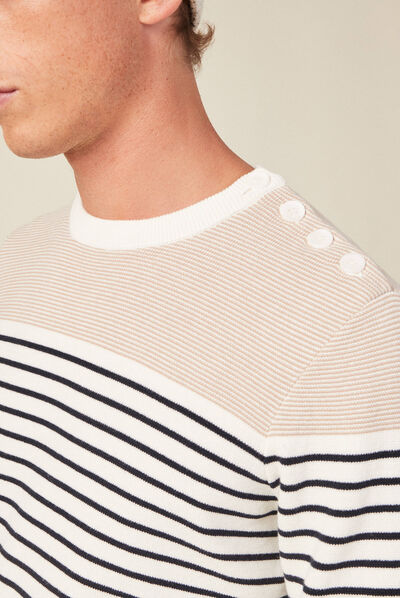 Pull manches longues ecru homme