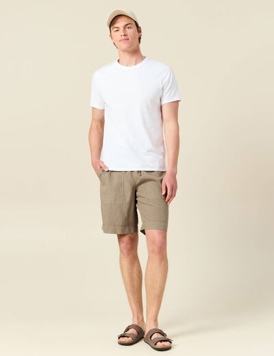 Short droit à coulisse vert kaki homme