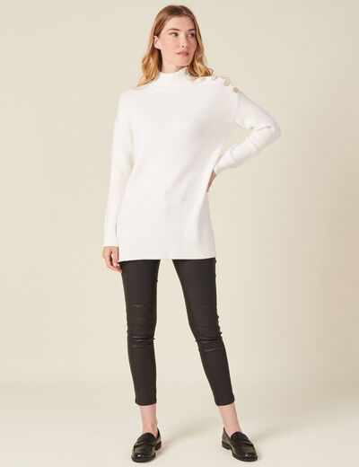 Pull long manches longues ecru femme