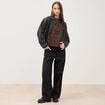 T-shirt droit col rond manches courtes marron chocolat femme