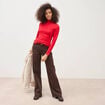 T-shirt cintr&eacute; manches longues rouge femme