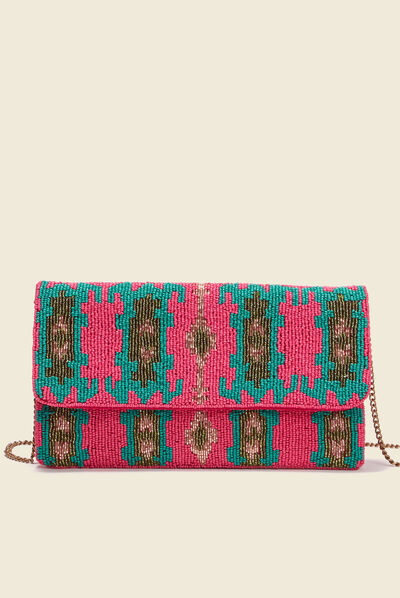 Sac pochette avec perles multicolore femme