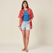 Chemise en coton manches courtes orange femme