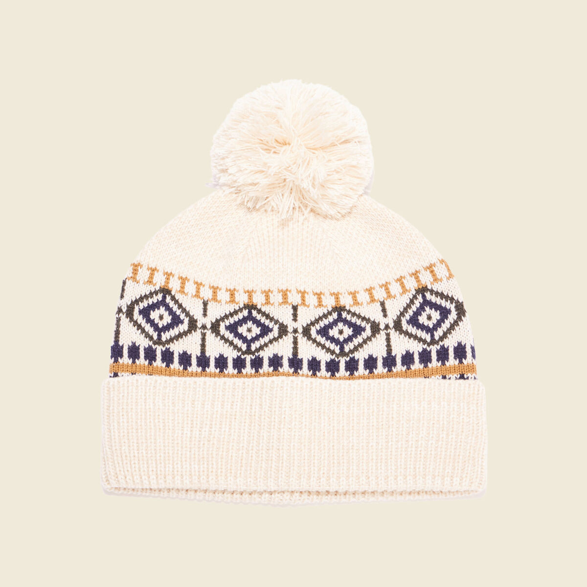 Bonnet à pompon ecru homme