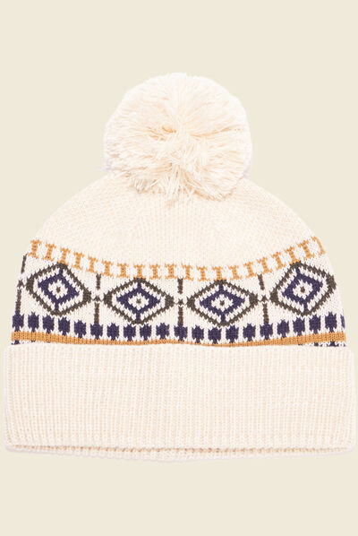 Bonnet à pompon ecru homme