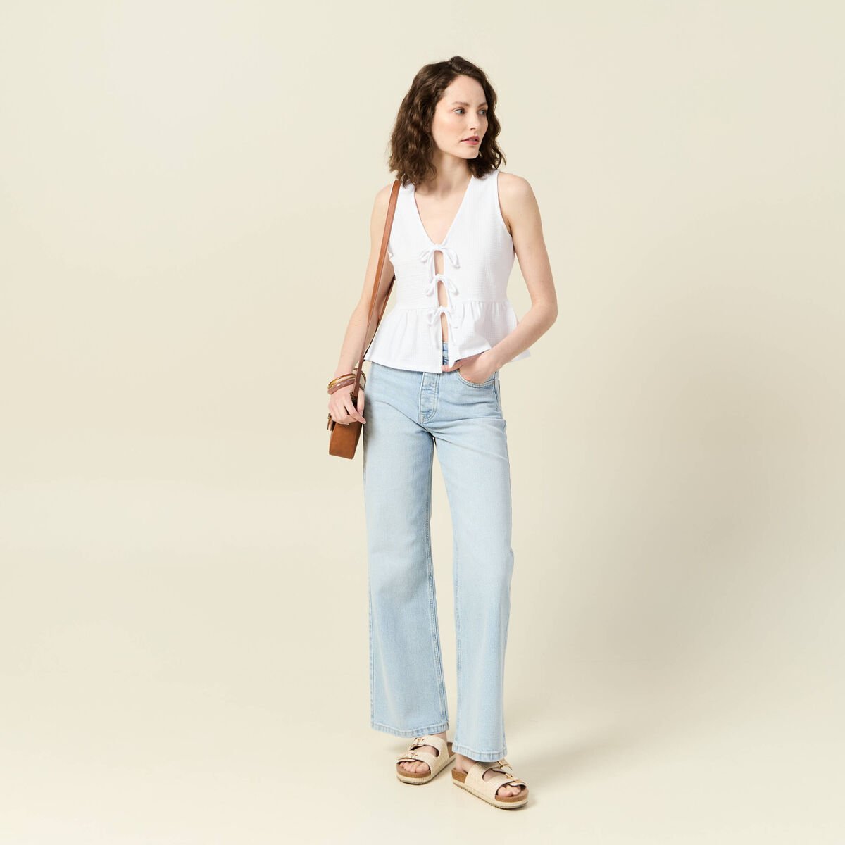 Blouse sans manches blanc femme