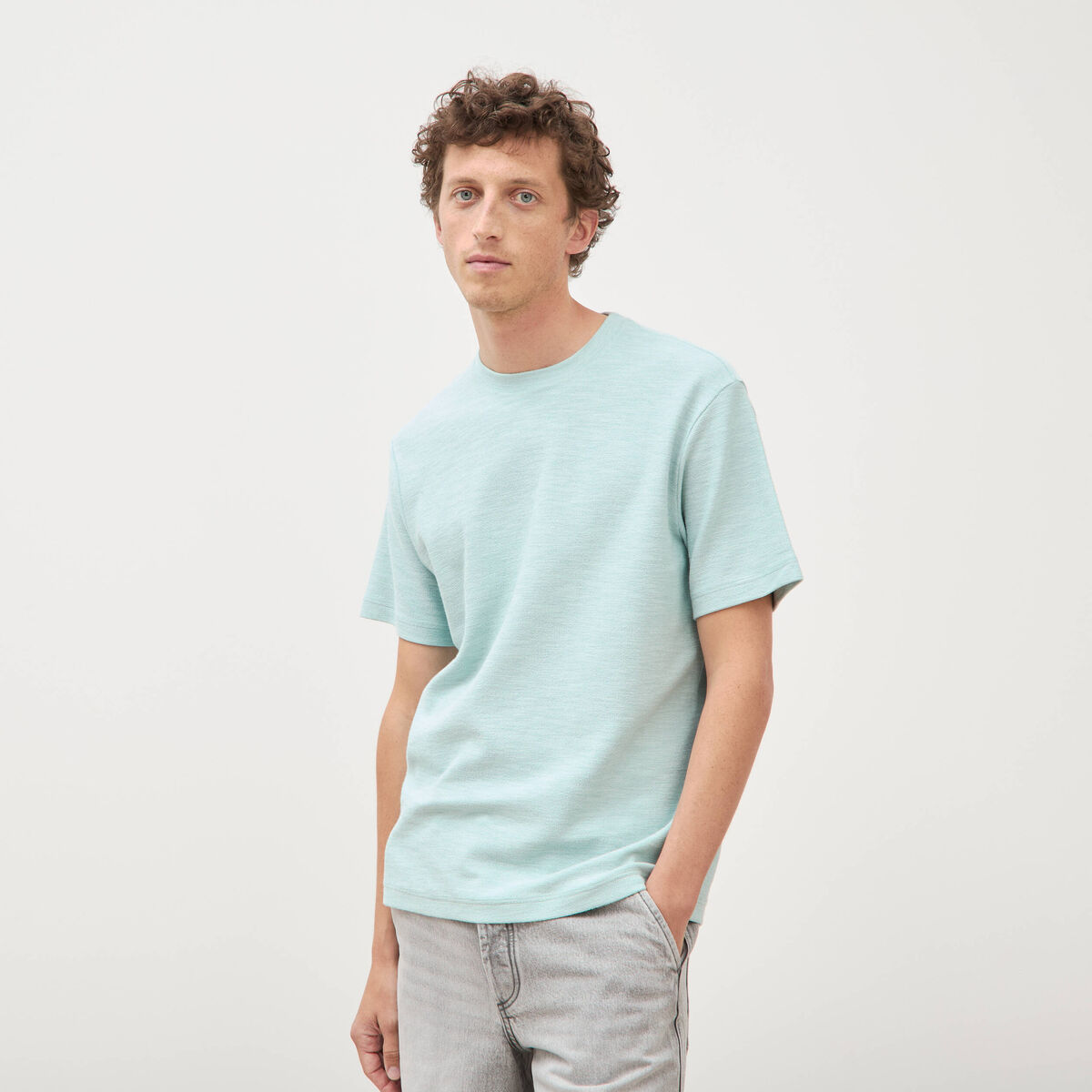 T-shirt manches courtes bleu gris homme