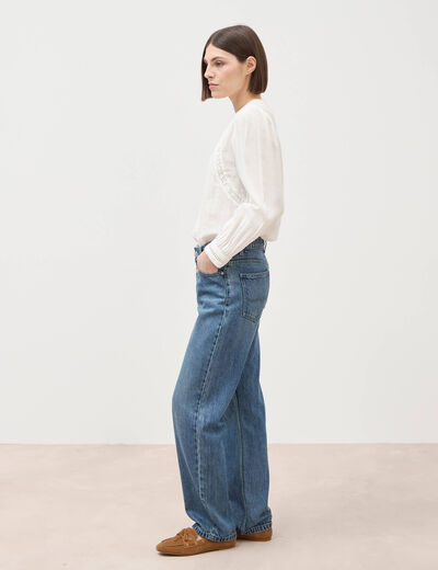 Jeans straight taille standard bleu gris femme