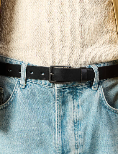 Ceinture en cuir noir homme