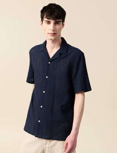 Chemise manches courtes bleu marine homme