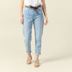 Jeans mom ceinture foulard denim bleach femme