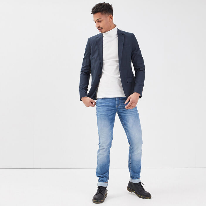 Veste blazer droite bleu marine homme