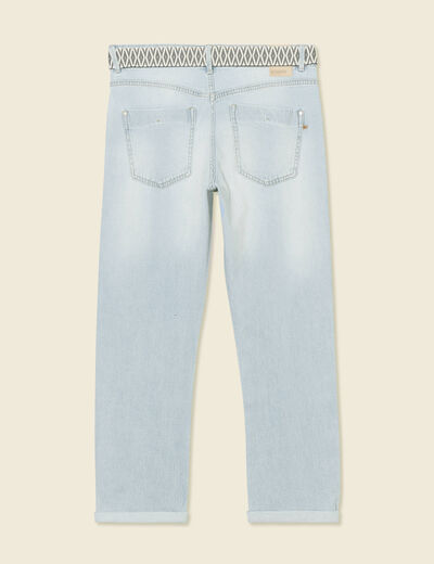 Jeans boyfriend ceinturé denim bleach femme