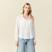 Chemise manches longues satin ecru femme