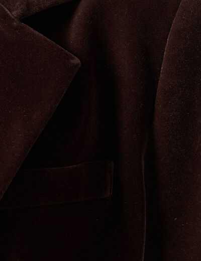 Veste blazer velours marron fonc&eacute; femme