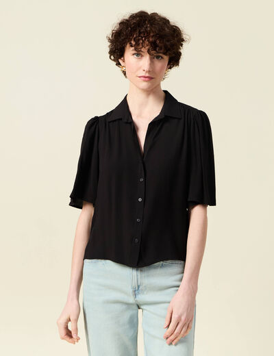 Chemise manches courtes noir femme