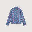 Chemise droite en coton manches longues bleu marine femme